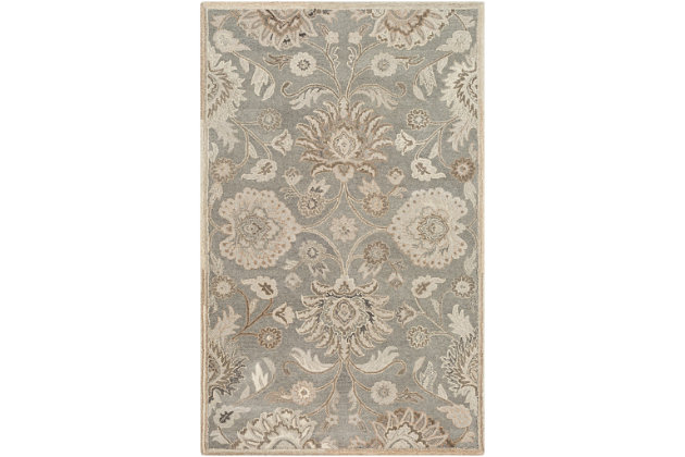 Showcasing a traditional inspired design that exemplifies timeless style, of elegance and sophistication. Hand-tufted in India with 100% wool, this piece offers an affordable alternative to other handmade constructions while preserving the same natural demeanor and charm. 100% wool | Hand Tufted | Imported | Canvas Backing | Spot clean
