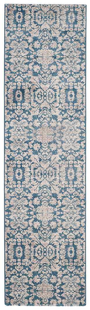 Home Accents Sofia 2'2" x 6' Rug, Blue/Beige, large