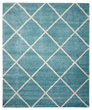 Texture and substance meet style and color with this area rug. This sensational shag is elevated with a trend-setting cream and gray diamond pattern. Lavish pile makes this rug a haven for your feet. Who knew beautiful home fashion could feel so good?100% polypropylene | Machine woven | Jute bac; rug pad recommended | Imported | Spot clean
