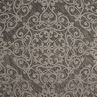 Flowing tendrils give this jacquard-woven area rug a fanciful twist. Marvelously muted palette of silvery gray is the essence of faded romance. Chenille-feel pile tantalizes with cloud-like softness.Made of polyester/cotton/rayon | Machine woven | Cotton backing; rug pad recommended | Imported | Spot clean