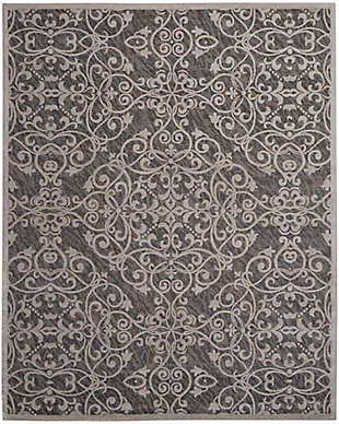 Nourison Nourison Damask 8' x 10' Grey Vintage Indoor Rug, Gray, large