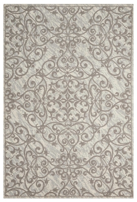Nourison Nourison Damask 8' x 10' Ivory/Grey Vintage Indoor Rug, Gray/Ivory, large