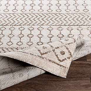 Modern design and beautiful neutral colors come together to create a perfect, global inspired standout piece. Woven with polypropylene in Turkey, it boasts durability and features a soft, medium pile. The best part? The no-shedding feature solidifies this as the perfect option for a busy living room, playrooms, entryway or any high traffic space. 100% polypropylene | Machine woven | Imported | No shedding | Spot clean