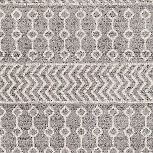 Modern, geometric design and beautiful neutral colors come together to create a perfect, global inspired standout piece. Woven with polypropylene in Turkey, it boasts durability and features a soft, medium pile. The best part? The no-shedding feature solidifies this as the perfect option for a busy living room, playrooms, entryway or any high traffic space. 100% polypropylene | Machine woven | Imported | No shedding | Spot clean