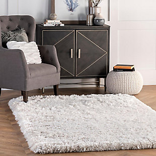 NuLoom Hand Tufted Kristan Shag 4' x 6' Area Rug, Ivory, rollover