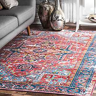 NuLoom Sherita Distressed Persian Area Rug, Red, rollover