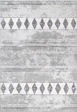NuLoom Harper Mosaic Tribal Stripes 6' 7" x 9' Area Rug, Gray, large