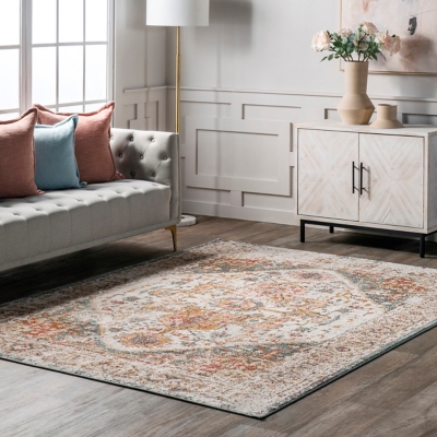 NuLoom Justine Vintage Medallion Area Rug, Beige, large