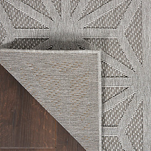 Can a rug sturdy enough for both indoor and outdoor use also be chic and attractive? For sure, if it’s from the cozumel collection. These durable and fade-resistant area rugs are ideal for the casual lifestyle and work just as well in covered outdoor locations such as patio or porch as they do in your living room, family room or other favorite spot. Distinguished by their high-low loop pile, cozumel area rugs take a visual cue from hand-carved rugs but are easily affordable and designed to withstand wear. This contemporary collection ranges from linear and geometric to sprightly florals – all enhanced by dimensional pile in today’s most coveted neutral tones. Decorating is easy (and fun!) with the casual chic of textural cozumel, power-loomed in modern poly-fibers. Add some star quality to your decorating style with this elegantly patterned area rug from the cozumel collection! Its complex linear design creates a pleasing pattern of interlocking stars. High-low loop pile with stunning dimensionality is a super-chic yet casual look.100% polypropylene | Power loomed | Narrow border | Low shedding | Indoor-outdoor | High-low loop pile | Imported