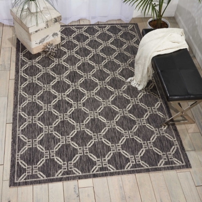 Nourison Countryside Black 5'x7' Flat Weave Area Rug, Charcoal, large