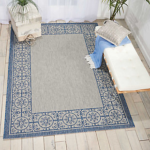 Nourison Countryside Blue And White 4'x6' Flat Weave Area Rug, Ivory/Blue, rollover