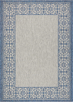 Nourison Countryside Blue And White 4'x6' Flat Weave Area Rug, Ivory/Blue, large