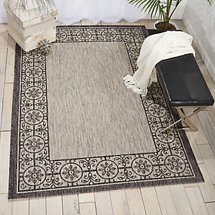 Nourison Countryside Grey And White 5'x7' Flat Weave Area Rug, Ivory/Charcoal, rollover