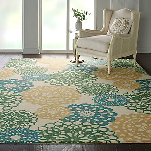 Waverly Waverly Sun N' Shade 7'9" x 10'10" Ivory Gold Contemporary Indoor/Outdoor Rug, Ivory Gold, rollover