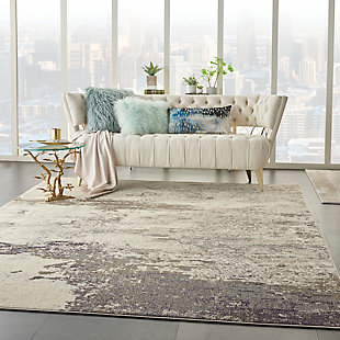 Cosmic consciousness inspires the celestial collection by nourison. These heavenly area rugs possess a dramatic beauty, with rich, saturated colors that swirl together in unique and vivid designs. Each stunning area rug conveys a sense of movement and energy that verges on divine. Evoking a feeling of natural stone, this celestial collection rug brings the outdoors in. Shades of grey, charcoal, beige and white interplay on this celestial collection rug, creating a contemporary design inspired by nature. Silky texture and a modern, neutral palette bring casual comfort to any room in your home that needs an extra stylish touch.100% polypropylene | Power loomed | Serged edges | Low shedding | Indoor only | Cut pile