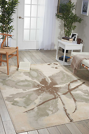 Nourison Euphoria White And Beige 4'x6' Area Rug, Ivory, rollover