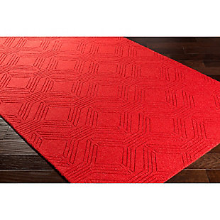 Bold, bright color will surely allow the radiant rugs of the ashlee collection by surya to become a flawless and exquisite addition to your space. Hand loomed in 100% wool. Each of these perfect pieces, with their glamorous geometric design and hypnotizing hues effortlessly embody a sense of vibrant charm from room to room within any home decor.Hand loomed | Carved | Cotton canvas (with latex) | Pantone colors:  19-1759
