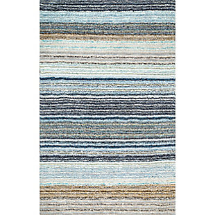Nuloom Striped Shaggy 6' x 9' Area Rug, Teal, large