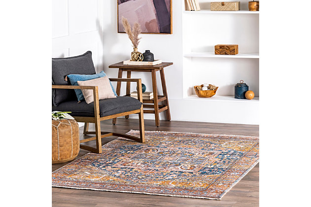 Elevate your space with the beautifully distressed, antique look of the Ethel collection. The soft and silky texture of these rugs adds an instant touch of luxury anywhere you place them.100% polyester | Machine made | Easy to clean and maintain | Distressed effect | Spot clean recommended | Imported