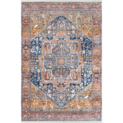 Nuloom Ehtel Medallion Fringe 5' x 7' 9" Area Rug, Rust, large