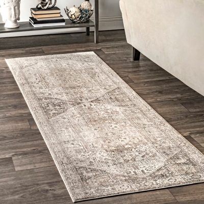 Nuloom Harriet Vintage Medallion Fringe Area Rug, Silver, large