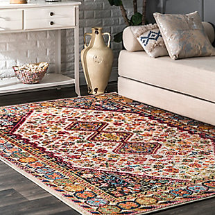 Nuloom Erline Colorful Bohemian Area Rug, Ivory, rollover
