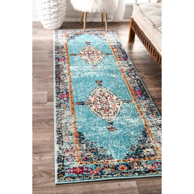 Nuloom Vintage Medallion Veronica 2 6 x 8 Runner Rug, Aqua