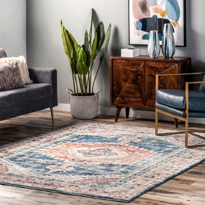 Nuloom Harley Faded Medallion Area Rug, Blue