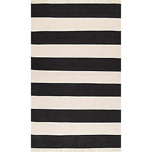 Nuloom Ashlee Striped Flatweave 3' x 5' Area Rug, Black, large