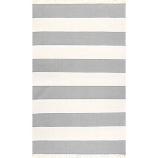 Nuloom Ashlee Striped Flatweave 6' x 9' Area Rug, Gray, large