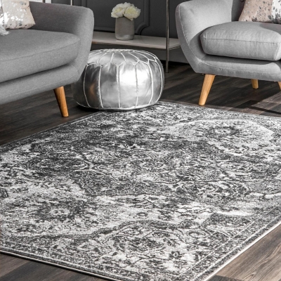 Nuloom Maryanne Transitional Medallion 5' x 8' Area Rug, Gray, rollover
