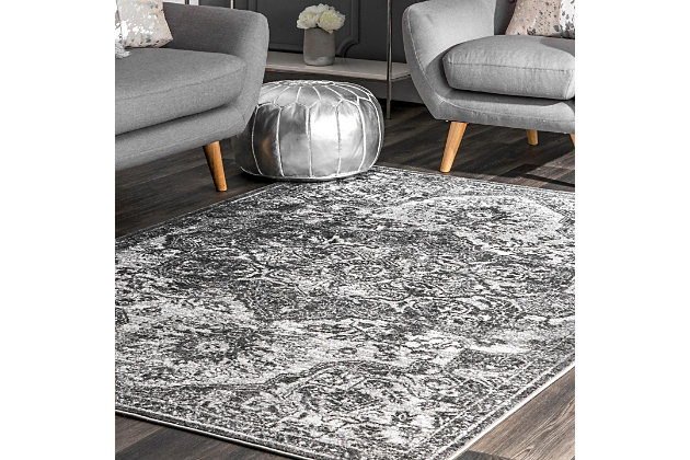 Designed for a modern lifestyle, this rug takes a classic motif and elevates it through sophisticated color palettes. Machine made of polypropylene, you can rest assured knowing you have the refined look of an heirloom piece with the easy upkeep of a synthetic fiber.100% polypropylene | Machine made | Easy to clean and maintain | Distressed effect | Spot clean recommended | Imported