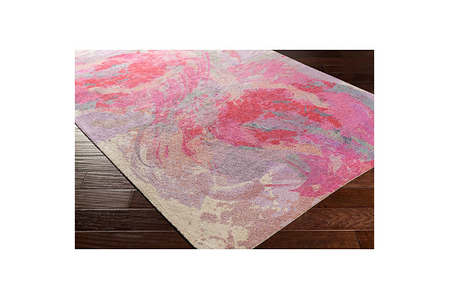 Surya's felicity collection is composed of subtle watercolor inspired designs. These soft rugs are a great value and are sure to brighten any room in your home.Machine made | Easy care, no shedding, printed | Cotton canvas (with latex) | Pantone colors:  17-2230, 17-1753, 15-3817, 17-4320, 13-1021