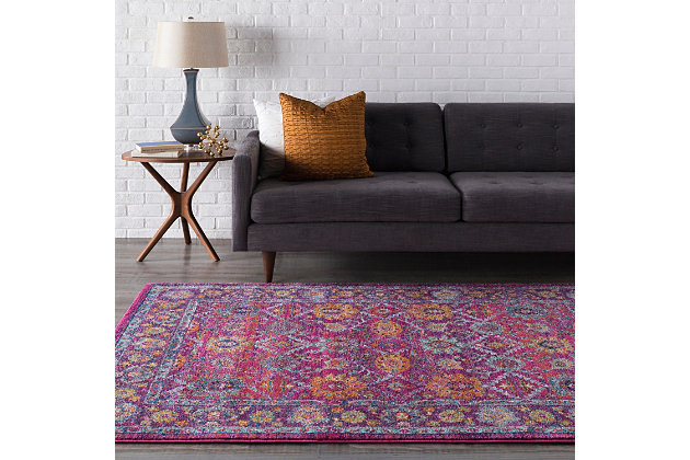 The vibrant and eclectic designs in surya's harput collection will set your space apart with a splash of color and edgy style. The tight patterns and vibrant untraditional colors in this polypropylene rug are sure to catch the eye of visitors. This collection is machine made in turkey and easily cleaned.Machine made | Easy care, no shedding, printed | No backing | Pantone colors:  19-1860, 16-5121, 15-6304, 17-1046, 14-0755, 11-0602