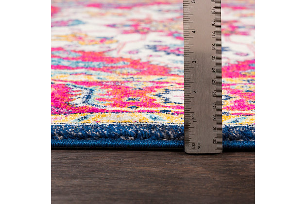 The vibrant and eclectic designs in surya's harput collection will set your space apart with a splash of color and edgy style. The tight patterns and vibrant untraditional colors in this polypropylene rug are sure to catch the eye of visitors. This collection is machine made in turkey and easily cleaned.Machine made | Easy care, no shedding, printed | No backing | Pantone colors:  16-5121, 19-1860, 14-0755, 11-0602, 19-4030, 18-0403