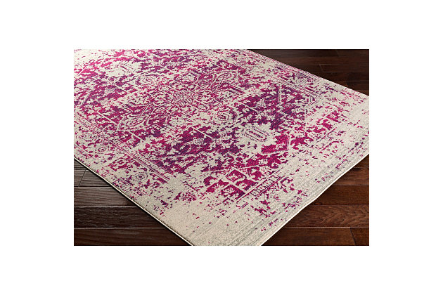 The vibrant and eclectic designs in surya's harput collection will set your space apart with a splash of color and edgy style. The tight patterns and vibrant untraditional colors in this polypropylene rug are sure to catch the eye of visitors. This collection is machine made in turkey and easily cleaned.Machine made | Easy care, no shedding, printed | No backing | Pantone colors:  19-1860, 15-6304, 19-4030, 12-0304
