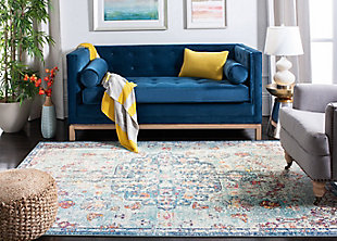 The heirloom elegance of yesteryear becomes chic, metro-mod décor in the Madison Rug Collection. Traditional motifs and reminiscent imagery is colored in vibrant hues and draped in a distressed, antique patina for a classic look that is all-together now. Madison rugs are machine loomed using soft, easy-care synthetic yarns for long-lasting brilliance. Construction: power loomed | Fiber content: polypropylene friese | Country of origin: turkey
