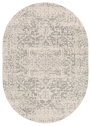 Home Accents Harput 6' 7" X 9' Oval Area Rug, Gray, large