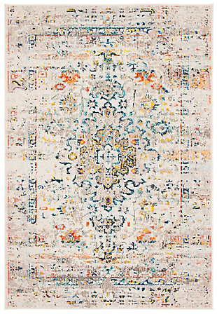 The heirloom elegance of yesteryear becomes chic, metro-mod décor in the Madison Rug Collection. Traditional motifs and reminiscent imagery is colored in vibrant hues and draped in a distressed, antique patina for a classic look that is all-together now. Madison rugs are machine loomed using soft, easy-care synthetic yarns for long-lasting brilliance. Construction: power loomed | Fiber content: polypropylene friese | Country of origin: turkey