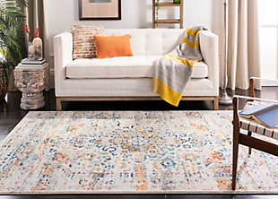 The heirloom elegance of yesteryear becomes chic, metro-mod décor in the Madison Rug Collection. Traditional motifs and reminiscent imagery is colored in vibrant hues and draped in a distressed, antique patina for a classic look that is all-together now. Madison rugs are machine loomed using soft, easy-care synthetic yarns for long-lasting brilliance. Construction: power loomed | Fiber content: polypropylene friese | Country of origin: turkey