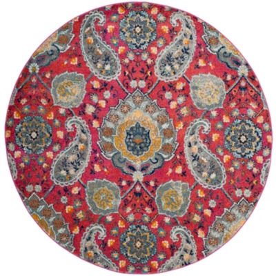 Safavieh Madison 4' x 4' Round Area Rug, Fuchsia/Gold, rollover