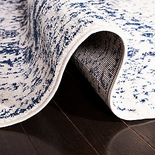 The heirloom elegance of yesteryear becomes chic, metro-mod décor in this contemporary styled, designer-look finish area rug. Traditional medallions and floral blooms, colored in décor-friendly navy and soft cream, are finished with a distressed, antique patina for a classic look that is all-together now. Power loomed using soft, easy-care synthetic yarns for long-lasting brilliance.Construction: power loomed | Fiber content: 65% polypropylene 21% jute 7% polyester 7% cotton | Country of origin: turkey
