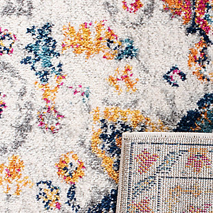 The heirloom elegance of yesteryear becomes chic, metro-mod décor in the Madison Rug Collection. Traditional motifs and reminiscent imagery is colored in vibrant hues and draped in a distressed, antique patina for a classic look that is all-together now. Madison rugs are machine loomed using soft, easy-care synthetic yarns for long-lasting brilliance. Construction: power loomed | Fiber content: 65% polypropylene 21% jute 7% polyester 7% cotton | Country of origin: turkey