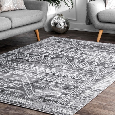 Nuloom Evanescent Moroccan 2' 6" x 8' Runner Rug, Gray, large