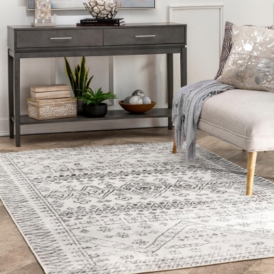 Nuloom Evanescent Moroccan 6' 7" x 9' Area Rug, Light Gray, large