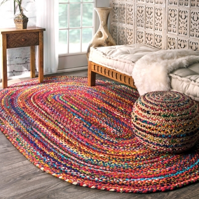 Nuloom Tammara Bohemian Hand Braided Area Rug, Multi, large