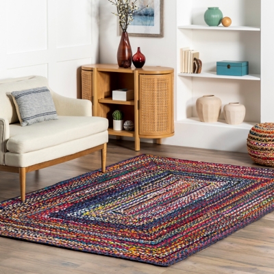 Nuloom Tammara Bohemian Hand Braided Area Rug, Blue, large