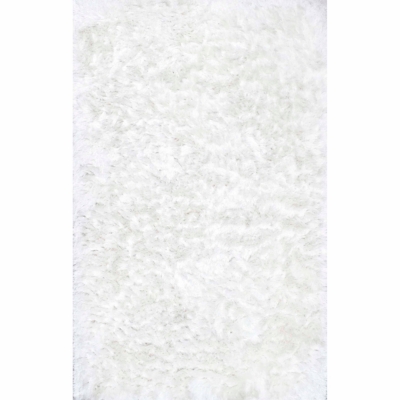 Nuloom Hand Woven Latonia Silken Shaggy 8' 6" x 11' 6" Area Rug, Pearl White, large