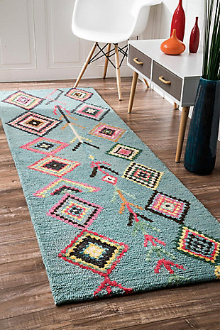 Nuloom Hand Tufted Belini 2' 6" x 8' Runner Rug, Turquoise, rollover