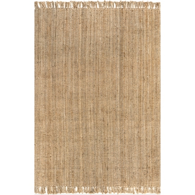 Nuloom Hand Woven Chunky Loop Jute 5' x 7' 6" Area Rug, Natural, large